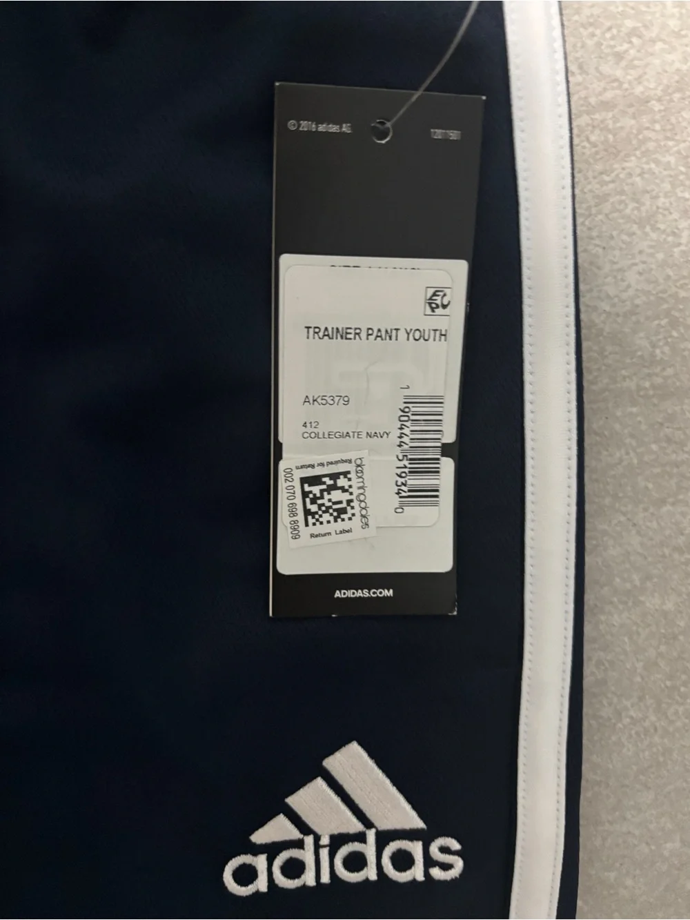 adidas Kids Navy Track Pants with White Side Stripes